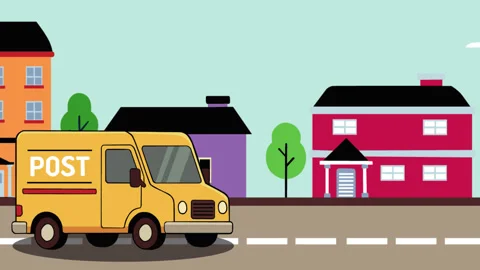 World Post Day Animated Background Postal Delivery Service Motion Graphic Video stock 347032592