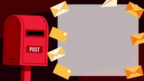 World Post Day Animated Mailbox Background with Colorful Envelopes Stock Footage 346853672