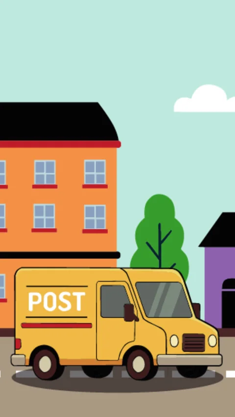 World Post Day Animated Postal Delivery Van Background 動画素材 347109053
