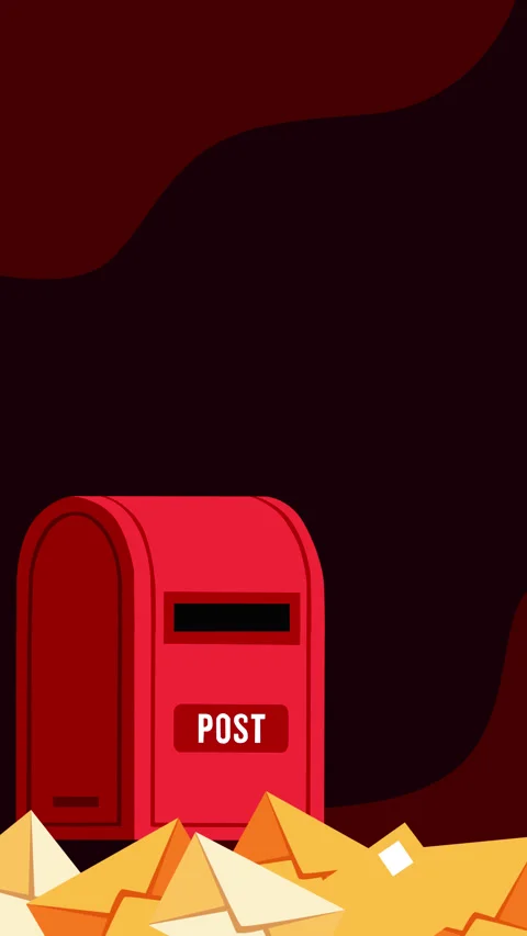 World Post Day Animated Red Mailbox and Flying Envelope Background Stock-Footage 346937392