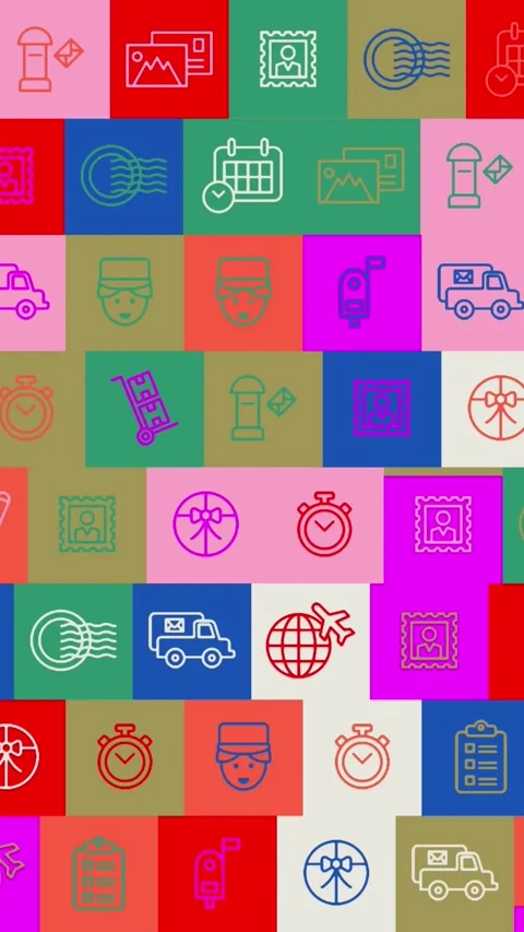 World Post Day. background. seamless pattern. loop mosaic animation. banner or Video stock 320303193