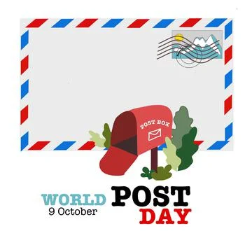 World post day card hand drawn vector Stock Illustration