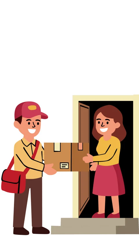 World Post Day Home Delivery Animated Background with Postal Worker Stock Footage 347108913