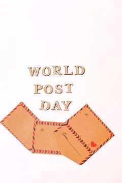 World Post Day. Mail envelopes with letters on a white background. Day of the Stock Photos