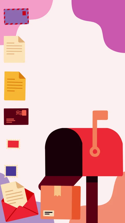 World Post Day Mailbox and Package Motion Graphic Background Postal Service Stock Footage 346937556