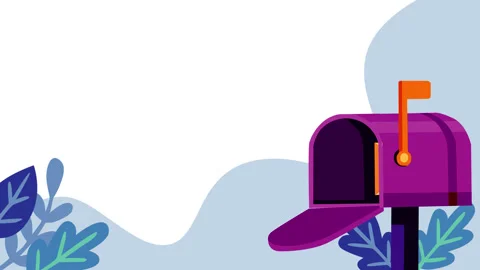 World Post Day Mailbox Motion Graphic Background Purple Mailbox and Envelope Stock-Footage 346853678