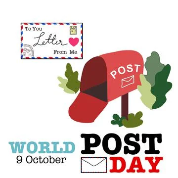 World post day poster hand drawn cartoon vector Stock Illustration