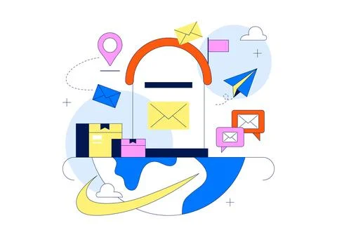 World Postal Day Illustration Featuring Global Mail Delivery, Postal Servic.. Stock Illustration