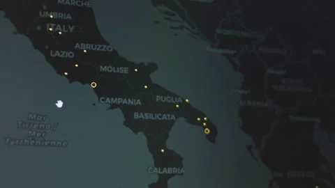 World power generation. Location of Solar power plants in Italy. Stock Footage 273047479