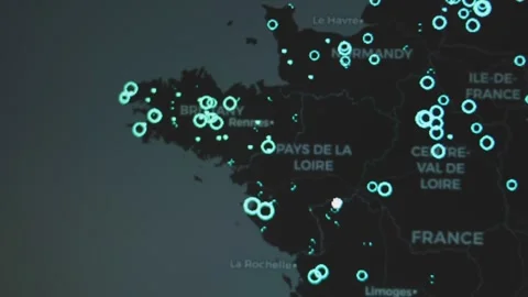 World power generation. Location of Wind power plants in France Stock Footage 273045266