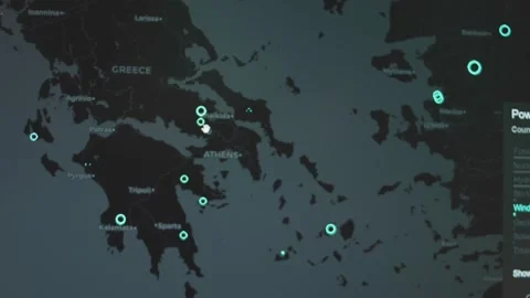 World power generation. Location of Wind power plants in Greece Stock Footage 273046237