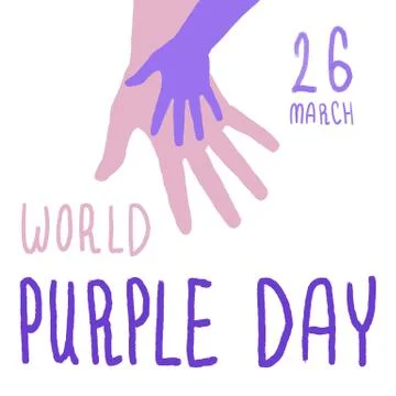 World purple day text on white isolated backdrop for social banner. Stock Illustration