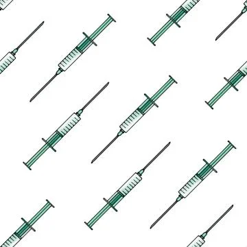 World Quarantine 2020 seamless patterns syringes. Vaccine for Coronavirus 2019 Stock Illustration