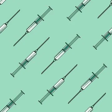 World Quarantine 2020 seamless patterns syringes. Vaccine for Coronavirus 2019 Stock Illustration