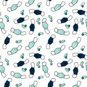 World Quarantine 2020 seamless protect mask pattern Stock Illustration