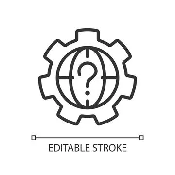World question linear icon Stock Illustration