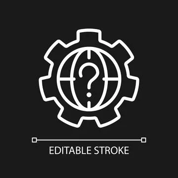 World question white linear icon for dark theme Stock Illustration