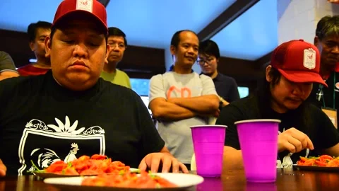 World Record for Eating Ghost Peppers, Quezon City, Philippines - 17 Sep 2017 Video stock 205282467