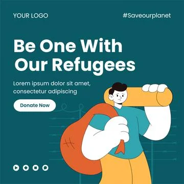 World Refugee Day Flat Cartoon Hand Drawn Illustration Social Media Backgroun Stock Illustration