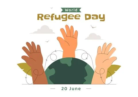 World Refugee Day Illustration featuring an Immigrant Family with Their Chi.. Stock Illustration
