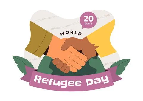 World Refugee Day Illustration featuring an Immigrant Family with Their Chi.. Stock Illustration