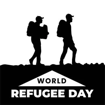 World Refugee Day special vector illustration and text effect, painful illust Illustrazione stock