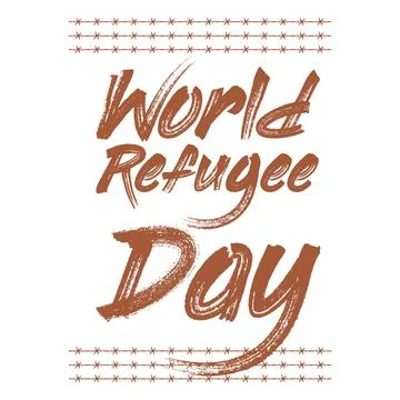 World Refugee Day special vector illustration and text effect, painful illust Stock Illustration