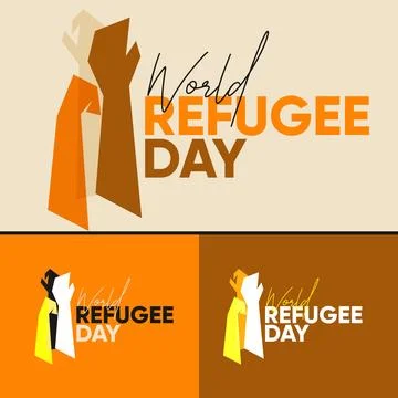 World Refugee Day text logo design Stock Illustration