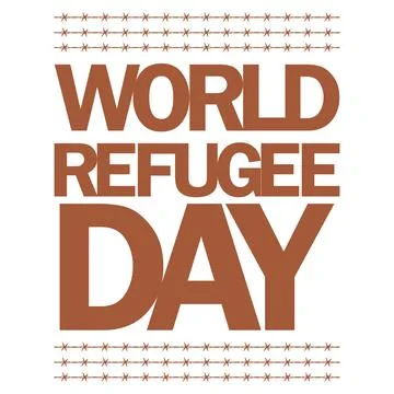 World Refugee Day vector illustration and white color text effect, painful il Illustrazione stock