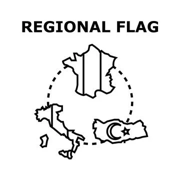 World regional map outline flags concept Stock-Illustration