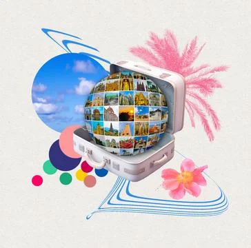 World religious and architecture monuments- collage or globe from different.. Ilustração Stock