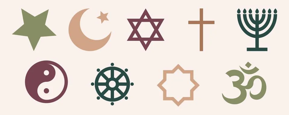 World religious symbol set elements. Collection of shape silhouette - islam Illustrazione stock