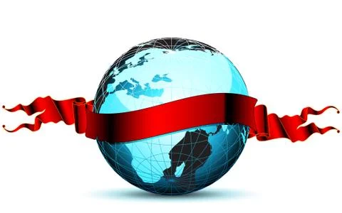 World with ribbon Illustrazione stock