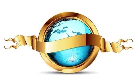 World with ribbon Stock Illustration