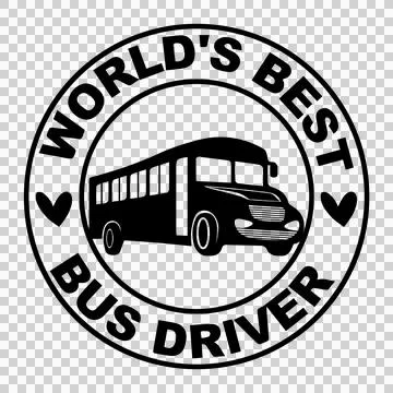 World S Best Bus Driver Round Emblem surrounding hearts Stock Illustration