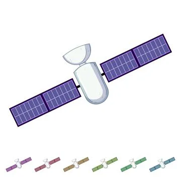 World satellite cartoon vector graphic Illustrazione stock