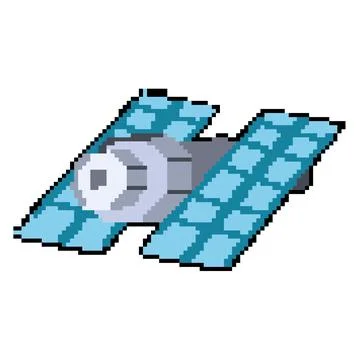 World satellite pixel art vector illustration Stock Illustration