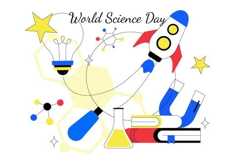 World Science Day Vector Illustration Featuring Scientific Research, Labora.. Stock Illustration