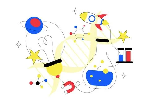 World Science Day Vector Illustration Featuring Scientific Research, Labora.. Stock Illustration
