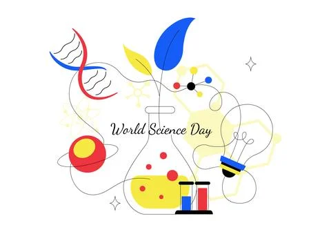 World Science Day Vector Illustration Featuring Scientific Research, Labora.. Stock Illustration