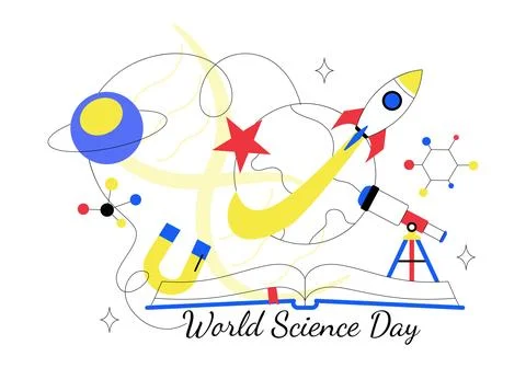 World Science Day Vector Illustration Featuring Scientific Research, Labora.. Stock Illustration