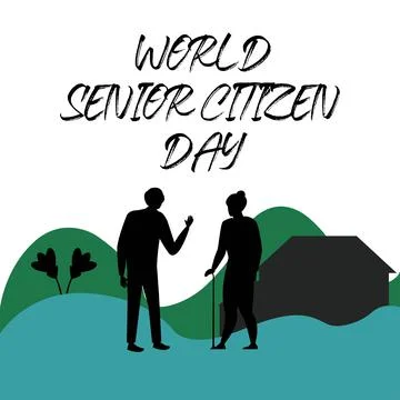 World senior citizen day vector illustration and stylish text effect, senior  Stock Illustration