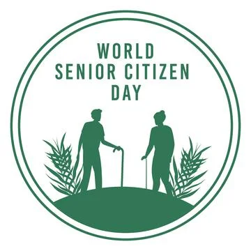 World senior citizen day vector illustration inside green round shape and tex Stock Illustration