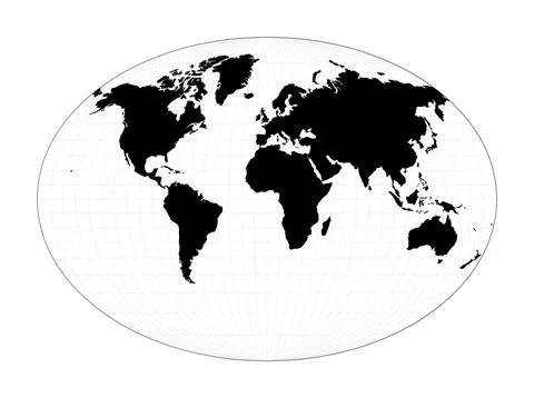 World shape. Fahey pseudocylindrical projection. Plan world geographical ma.. Stock Illustration