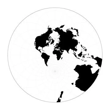 World shape. Stereographic. Plan world geographical map with graticlue line.. Stock-Illustration