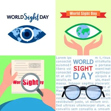 World sight day banner set, flat style 库存插图