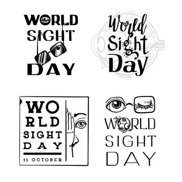 World sight day banner set, simple style Illustrazione stock