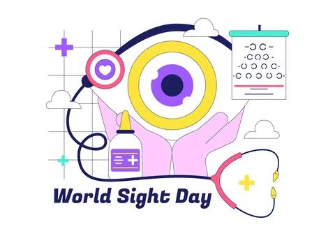 World Sight Day Illustration Featuring Eye Care Awareness, Vision Health, E.. Stock Illustration