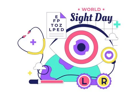 World Sight Day Illustration Featuring Eye Care Awareness, Vision Health, E.. Stock Illustration