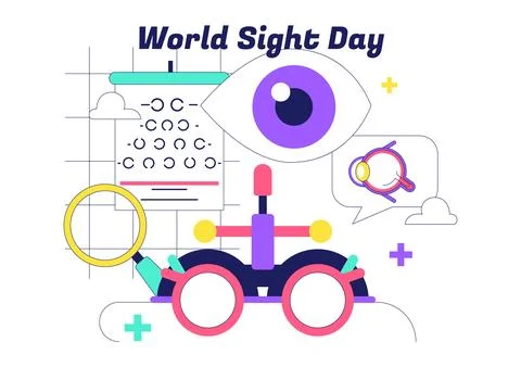 World Sight Day Illustration Featuring Eye Care Awareness, Vision Health, E.. Stock Illustration